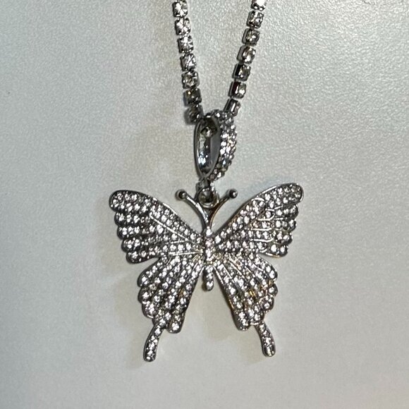 New!       ICY layered Butterfly Necklace - Picture 1 of 4